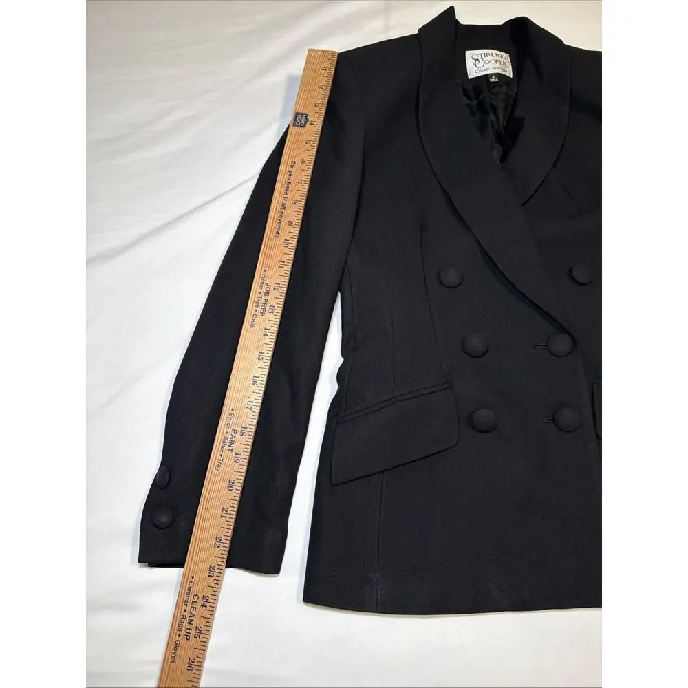 VTG Stirling Cooper Womens Black Blazer Double Breasted Jacket Chic Size 8 EUC - Picture 7 of 13
